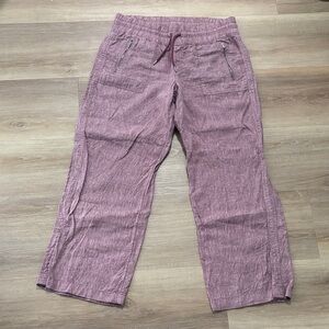 Athletes 14 Casual Mauve Linen Pants with Zipper Pockets
